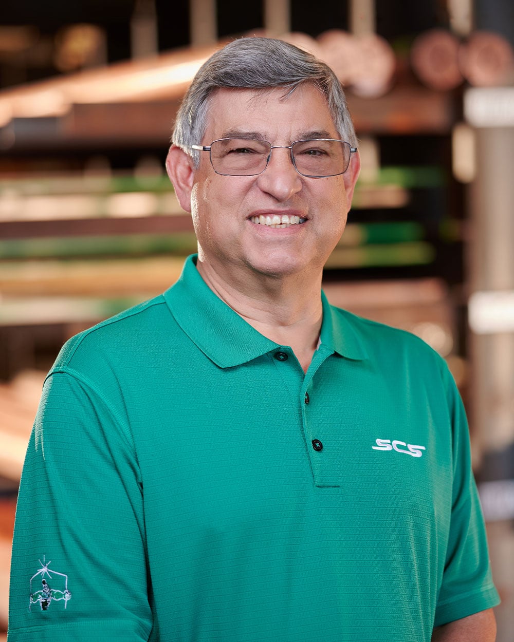 a man wearing a blue shirt