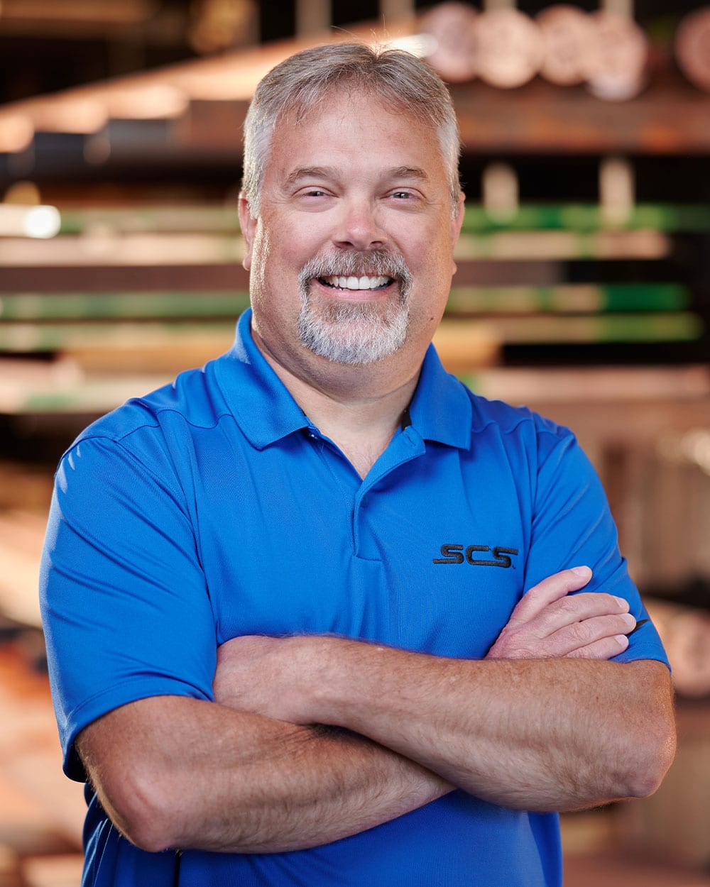 a man wearing a blue shirt